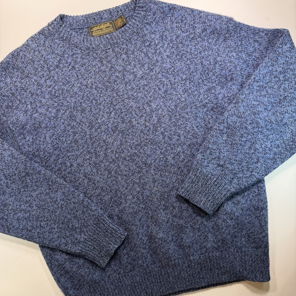 Eddie Bauer Vintage Women's‎ Blue Wool Blend Sweater L Heathered Classic